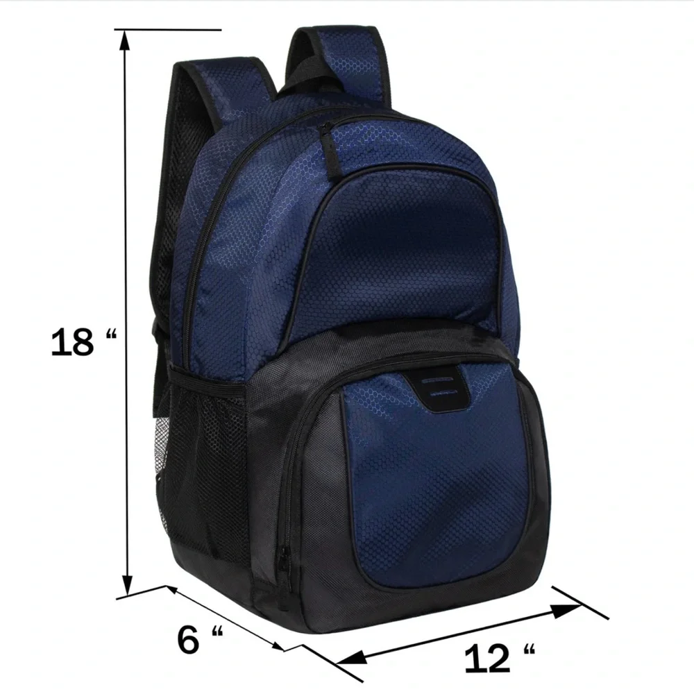Reflective Blue Backpack Black Trim Side Pockets New